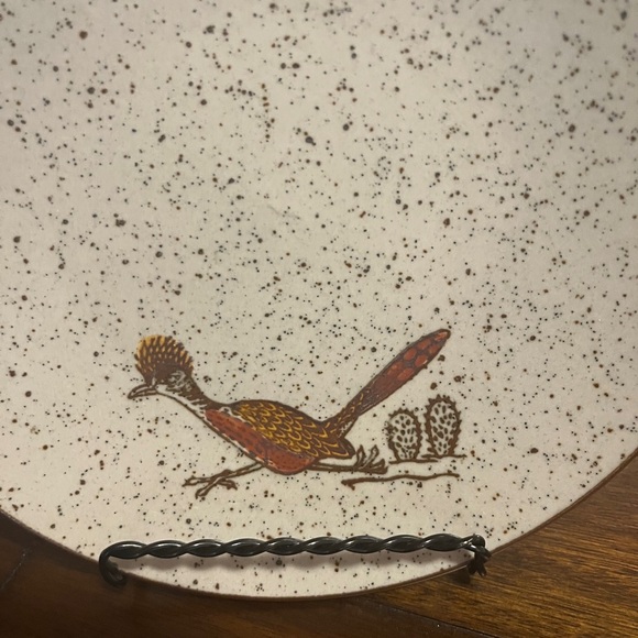 Otagiri Vintage Speckled Roadrunner Stoneware Salad Plate Hand Painted - Picture 2 of 3